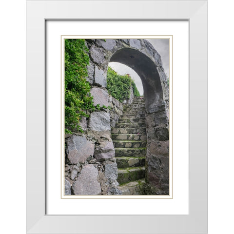 These old stone steps connect courtyards at a home in the high Andes. White Modern Wood Framed Art Print with Double Matting by Sederquist, Betty