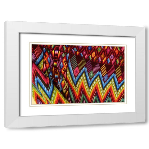 Guatemala, Chichicastenango, Colorful fabric White Modern Wood Framed Art Print with Double Matting by Kirkland, Dennis
