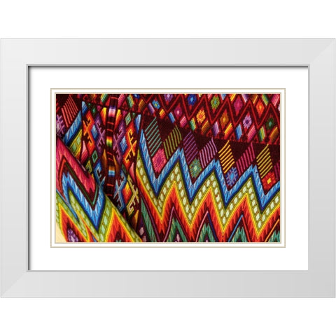 Guatemala, Chichicastenango, Colorful fabric White Modern Wood Framed Art Print with Double Matting by Kirkland, Dennis