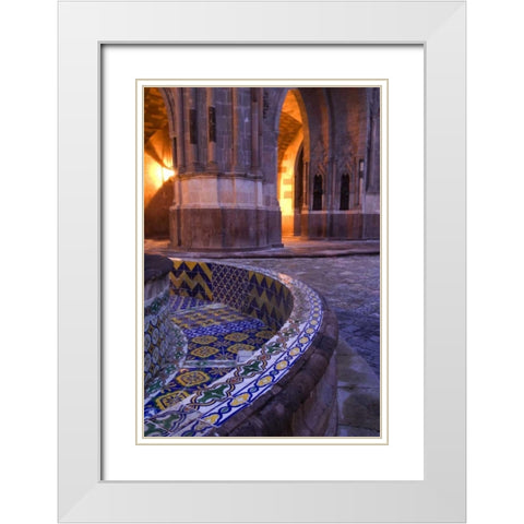 Mexico, Tile and columns in early morning White Modern Wood Framed Art Print with Double Matting by Rotenberg, Nancy
