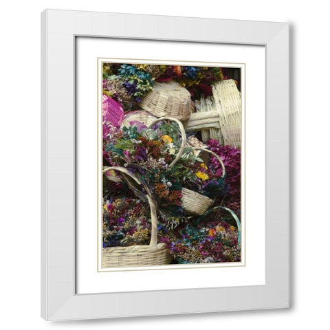 Mexico, Dried Flowers at Outdoor Market White Modern Wood Framed Art Print with Double Matting by Rotenberg, Nancy