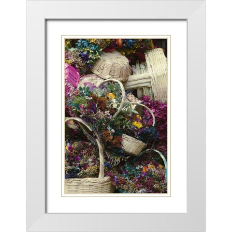 Mexico, Dried Flowers at Outdoor Market White Modern Wood Framed Art Print with Double Matting by Rotenberg, Nancy