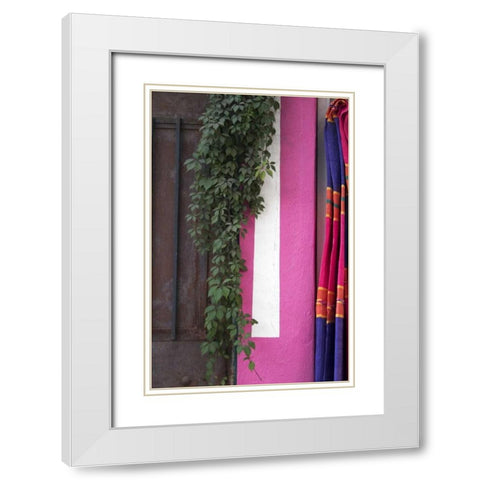 Mexico, Puerto Vallarta Serape hanging by a wall White Modern Wood Framed Art Print with Double Matting by Ross, Nancy ,  Steve