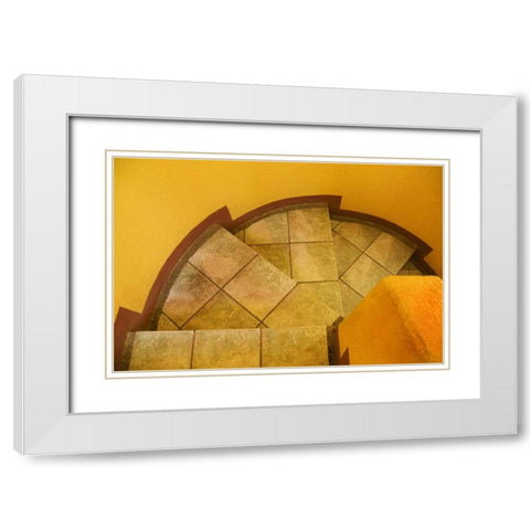 Mexico Abstract pattern on stairs White Modern Wood Framed Art Print with Double Matting by Rotenberg, Nancy