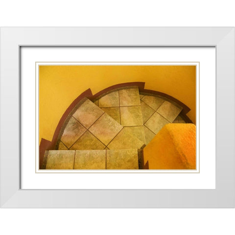 Mexico Abstract pattern on stairs White Modern Wood Framed Art Print with Double Matting by Rotenberg, Nancy