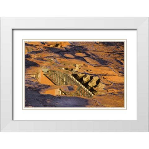 Mexico Cobblestone street with puddles of water White Modern Wood Framed Art Print with Double Matting by Rotenberg, Nancy