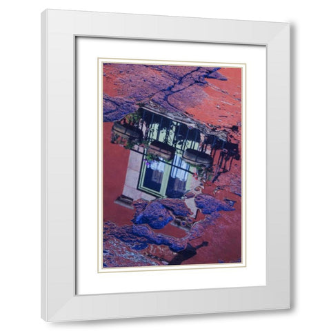 Mexico Cobblestone street with window reflection White Modern Wood Framed Art Print with Double Matting by Rotenberg, Nancy