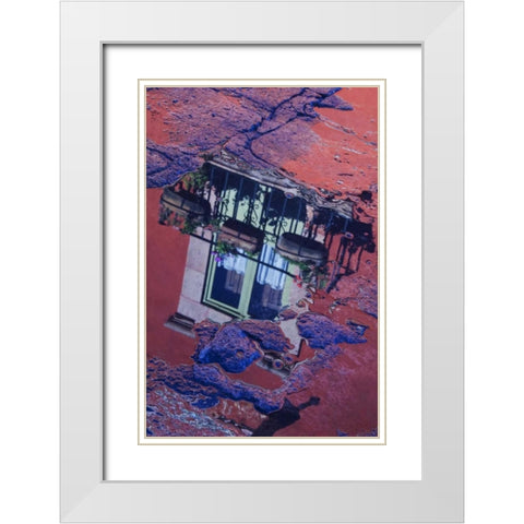 Mexico Cobblestone street with window reflection White Modern Wood Framed Art Print with Double Matting by Rotenberg, Nancy