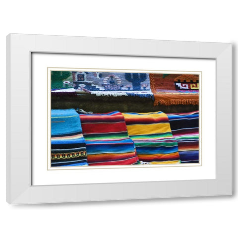 Mexico Mexican rugs for sale at market White Modern Wood Framed Art Print with Double Matting by Rotenberg, Nancy