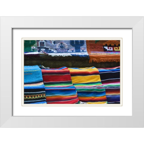 Mexico Mexican rugs for sale at market White Modern Wood Framed Art Print with Double Matting by Rotenberg, Nancy