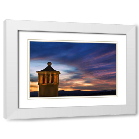 Mexico Sunset over building tower White Modern Wood Framed Art Print with Double Matting by Rotenberg, Nancy