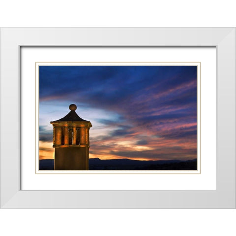 Mexico Sunset over building tower White Modern Wood Framed Art Print with Double Matting by Rotenberg, Nancy