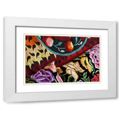 Mexico Colorful textiles White Modern Wood Framed Art Print with Double Matting by Rotenberg, Nancy