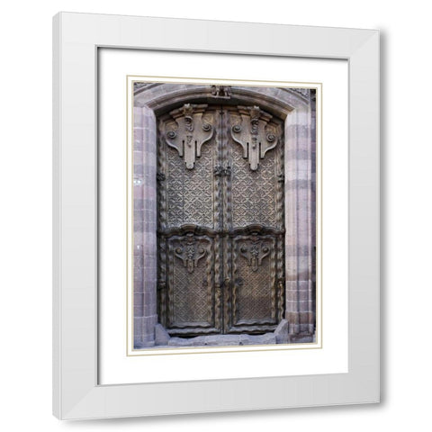 Mexico Carved wooden set of doors White Modern Wood Framed Art Print with Double Matting by Young, Bill