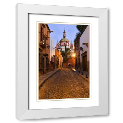 Mexico Early morning street scene White Modern Wood Framed Art Print with Double Matting by Rotenberg, Nancy