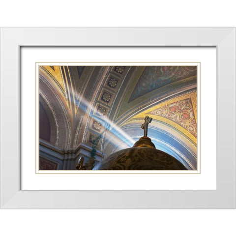 Mexico, Morelia Rays into Roman Catholic church White Modern Wood Framed Art Print with Double Matting by Rotenberg, Nancy
