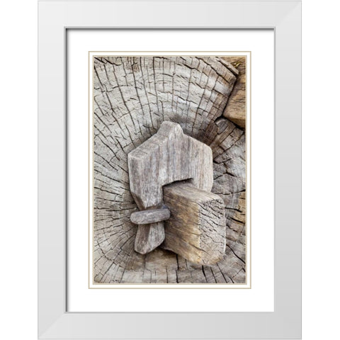 Mexico, Tecate Wooden bench at Rancho La Purerta White Modern Wood Framed Art Print with Double Matting by Paulson, Don