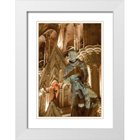 Mexico Statue of Fray Juan de San Miguel White Modern Wood Framed Art Print with Double Matting by Paulson, Don