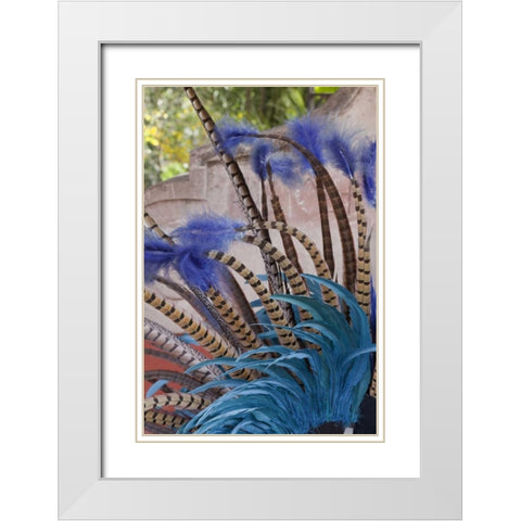 Mexico, San Miguel de Allende Aztec headdress White Modern Wood Framed Art Print with Double Matting by Paulson, Don