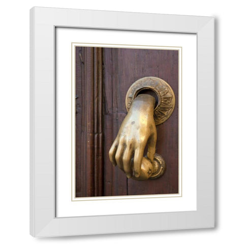 Mexico Detail of a door and door knocker White Modern Wood Framed Art Print with Double Matting by Paulson, Don