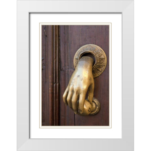 Mexico Detail of a door and door knocker White Modern Wood Framed Art Print with Double Matting by Paulson, Don