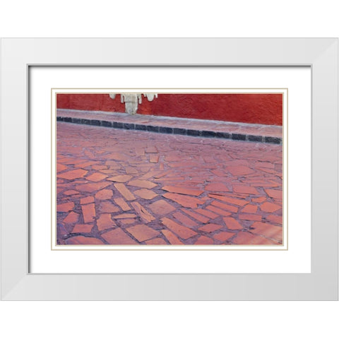 Mexico Light reflecting on street stones White Modern Wood Framed Art Print with Double Matting by Paulson, Don