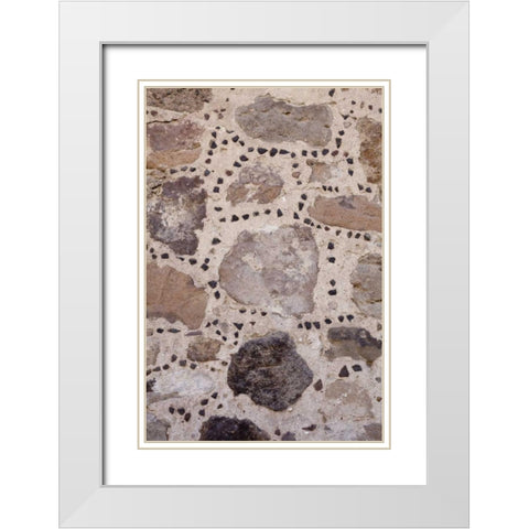 Mexico Detail of traditional stone work on wall White Modern Wood Framed Art Print with Double Matting by Paulson, Don