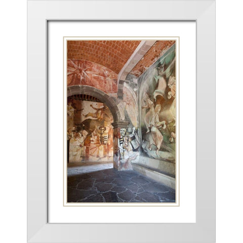 Mexico Wall paintings inside Art Institute White Modern Wood Framed Art Print with Double Matting by Paulson, Don