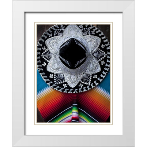 Mexico Arrangement of sombrero and blanket White Modern Wood Framed Art Print with Double Matting by Paulson, Don