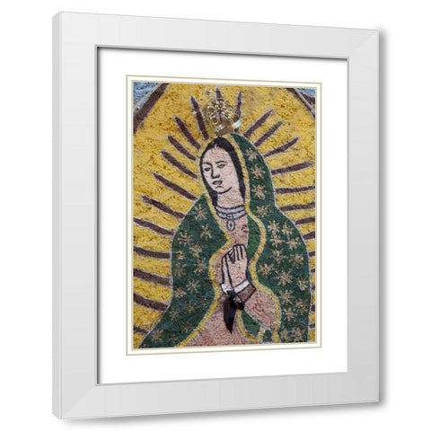 Mexico Painting of The Virgin of Guadalupe White Modern Wood Framed Art Print with Double Matting by Paulson, Don