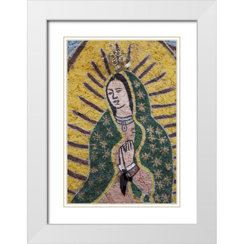 Mexico Painting of The Virgin of Guadalupe White Modern Wood Framed Art Print with Double Matting by Paulson, Don