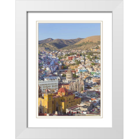 Mexico, Guanajuato Overview of city White Modern Wood Framed Art Print with Double Matting by Paulson, Don
