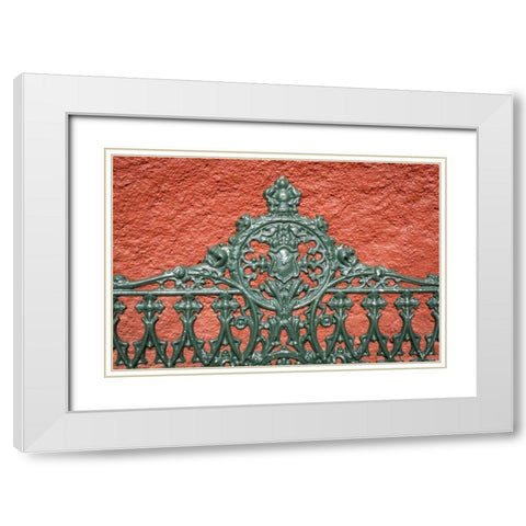 Mexico, Guanajuato Detail of metal park bench White Modern Wood Framed Art Print with Double Matting by Paulson, Don