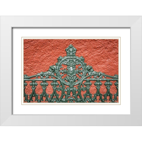 Mexico, Guanajuato Detail of metal park bench White Modern Wood Framed Art Print with Double Matting by Paulson, Don