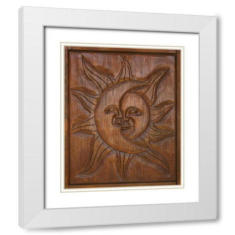 Mexico Detail of wooden door carving White Modern Wood Framed Art Print with Double Matting by Paulson, Don