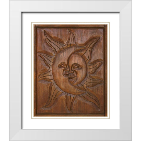 Mexico Detail of wooden door carving White Modern Wood Framed Art Print with Double Matting by Paulson, Don