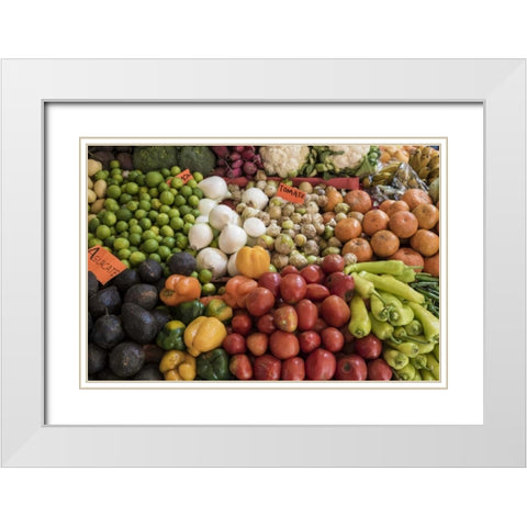 Mexico Fruits and vegetables at market White Modern Wood Framed Art Print with Double Matting by Paulson, Don