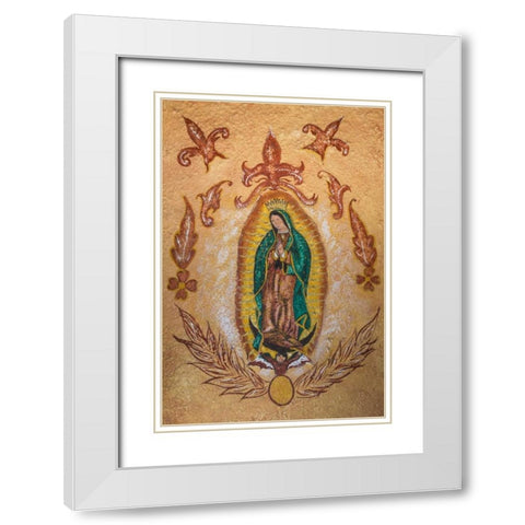 Mexico Wall painting of Our Lady of Guadalupe White Modern Wood Framed Art Print with Double Matting by Paulson, Don