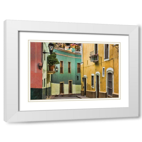 Mexico, Guanajuato Street scene White Modern Wood Framed Art Print with Double Matting by Paulson, Don