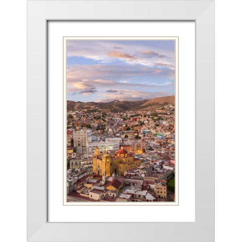 Mexico, Guanajuato Overview of city White Modern Wood Framed Art Print with Double Matting by Paulson, Don