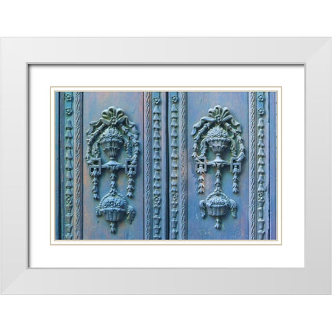 Mexico, Guanajuato Detail of wooden door White Modern Wood Framed Art Print with Double Matting by Paulson, Don