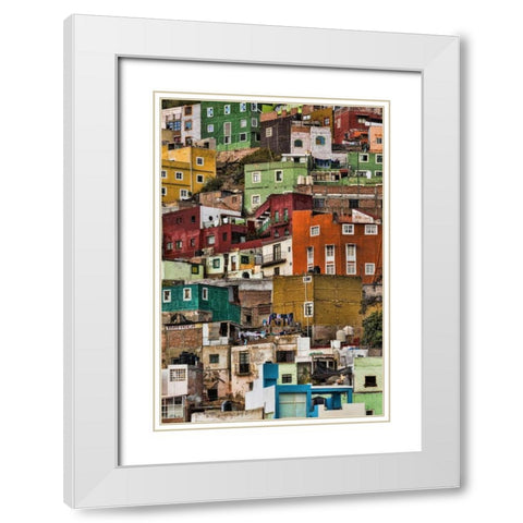 Mexico, Guanajuato Detail of homes on hillside White Modern Wood Framed Art Print with Double Matting by Paulson, Don