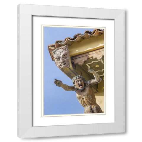 Mexico Gargoyle on building eave White Modern Wood Framed Art Print with Double Matting by Paulson, Don