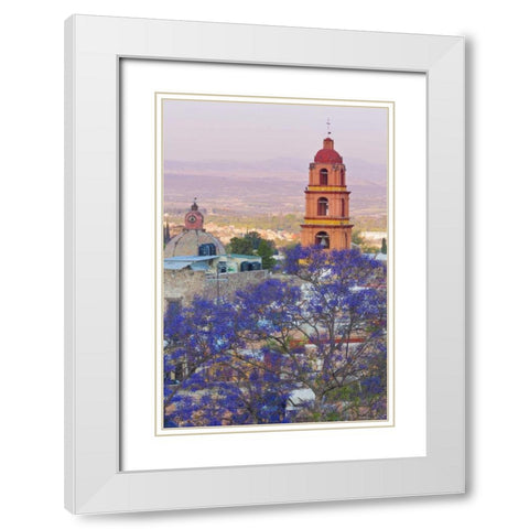 Mexico, San Miguel de Allende Jacaranda and city White Modern Wood Framed Art Print with Double Matting by Paulson, Don