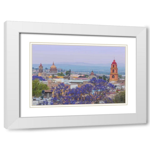 Mexico, San Miguel de Allende Jacaranda and city White Modern Wood Framed Art Print with Double Matting by Paulson, Don