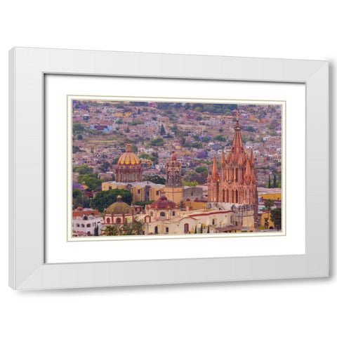 Mexico Overview of the Parroquia church and city White Modern Wood Framed Art Print with Double Matting by Paulson, Don