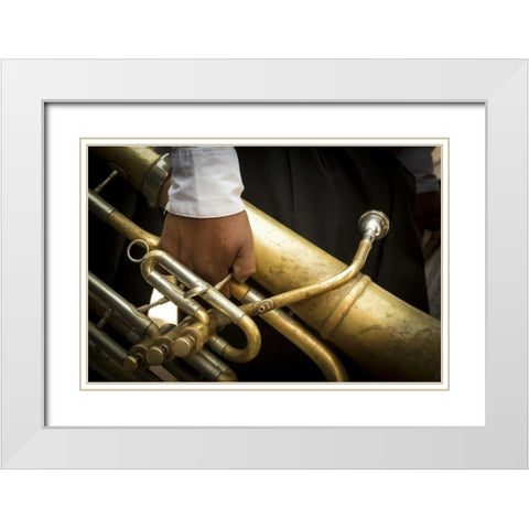 Mexico Man holding horn on Good Friday White Modern Wood Framed Art Print with Double Matting by Paulson, Don