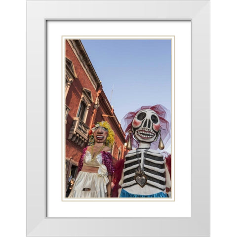 Mexico Puppets in Mojiganga music celebration White Modern Wood Framed Art Print with Double Matting by Paulson, Don