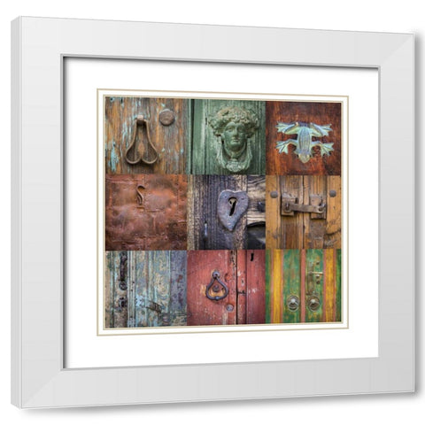 Mexico Collage of door details in city White Modern Wood Framed Art Print with Double Matting by Paulson, Don