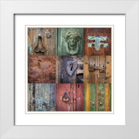 Mexico Collage of door details in city White Modern Wood Framed Art Print with Double Matting by Paulson, Don